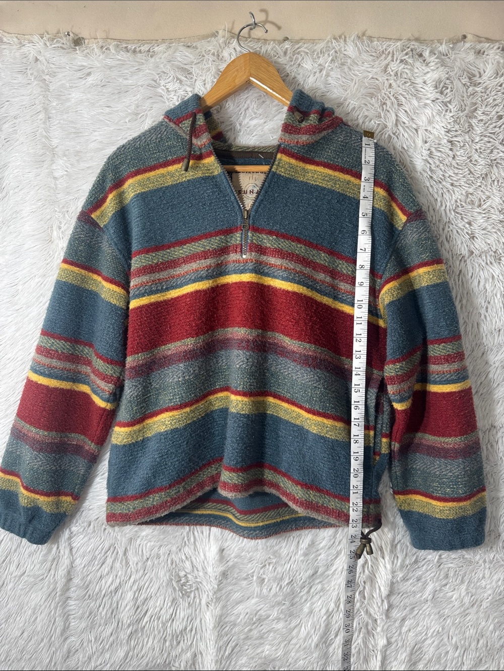 vintage Tsunami Indigenous Collection fleece striped hoodie.